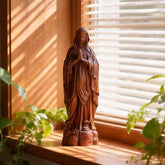 1-hand-carved boxwood our lady of loudres statue