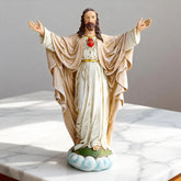 1-handmade sacred heart of jesus statue on marble table