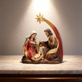 Christmas Nativity Scene Statue 5.9", Handmade Resin Holy Family Manger Set (display 1)
