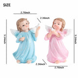 Angel Statue Set of 2 - Blue with Pink Glitter Cherub Figurines with Dove, statue dimensioning (display 4)