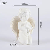 Praying Cherub Angel Statue 5.7", White Resin Baby Guardian Figurine size indication (display 4)