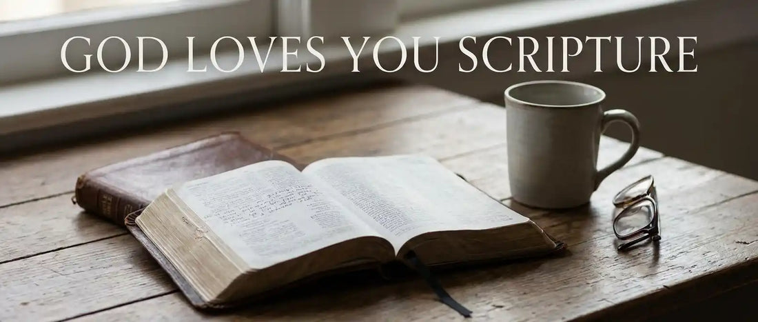 God loves you scripture, bible on table