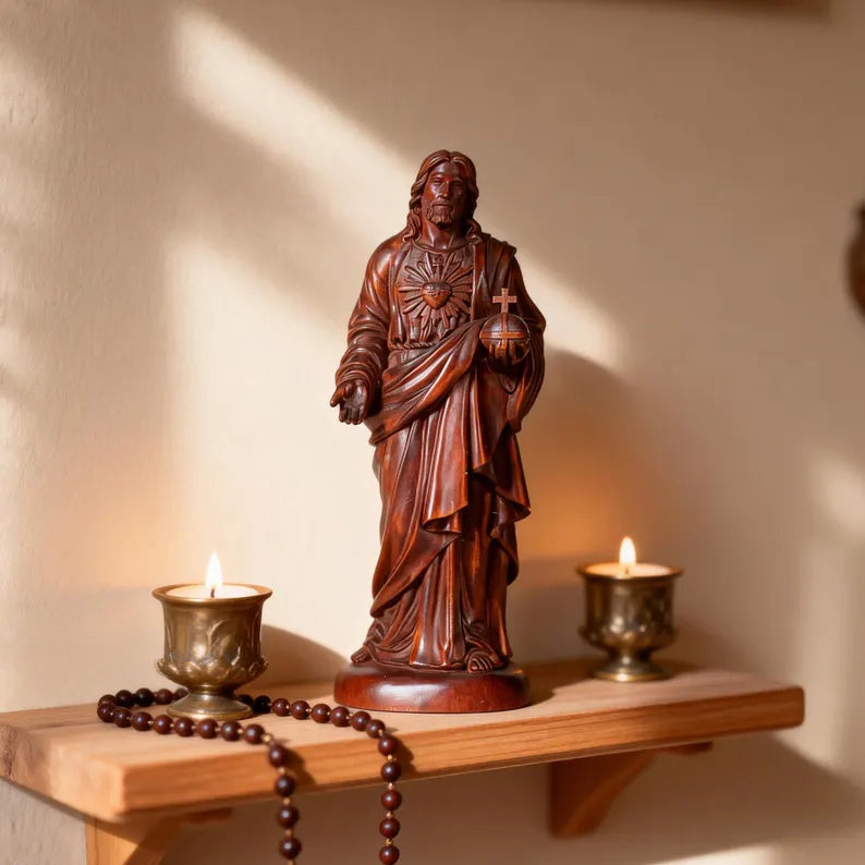 1-boxwood sacred heart jesus statue