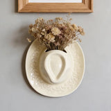 Cowboy Hat Wall Vase 8.3", Ceramic Western Room Decor, Pink Brown Beige Cowgirl Aesthetic Flower Vase, Unique Wall Pocket, Southern Gift