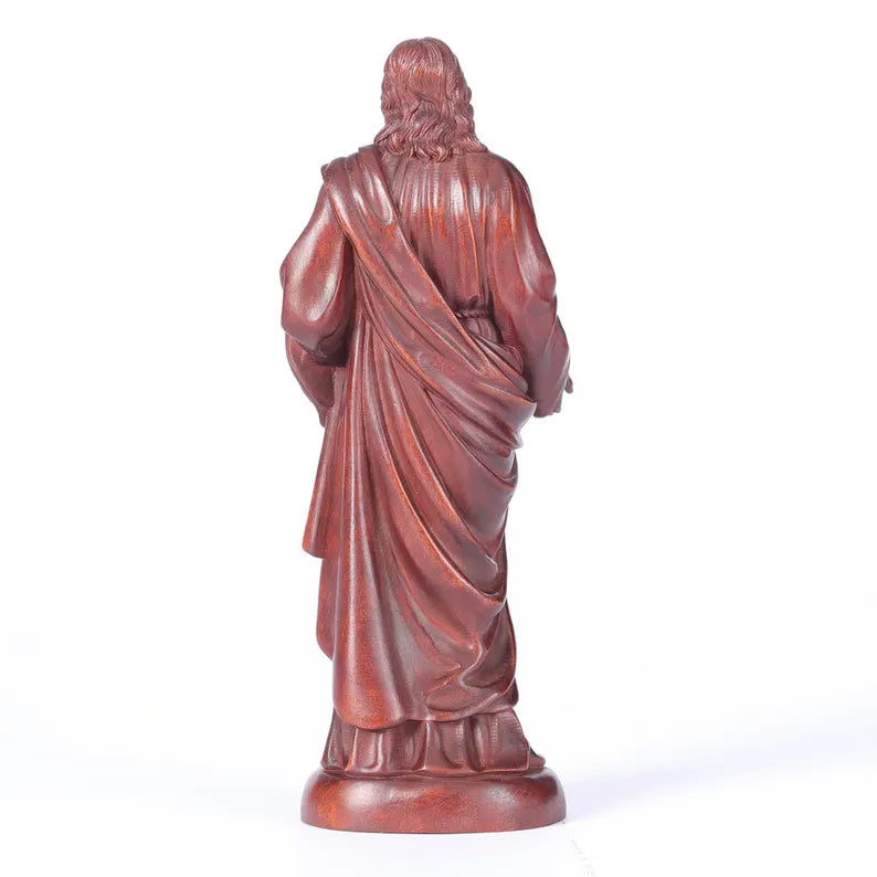 boxwood sacred heart jesus statue white background