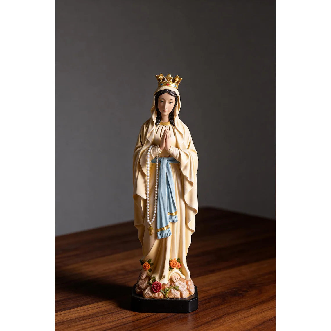 Our Lady of Lourdes Statue 10.2", Crowned Blessed Mother Figurine, Catholic Healing Gift, Virgin Mary Altar Decor, Religious Gift for Mom