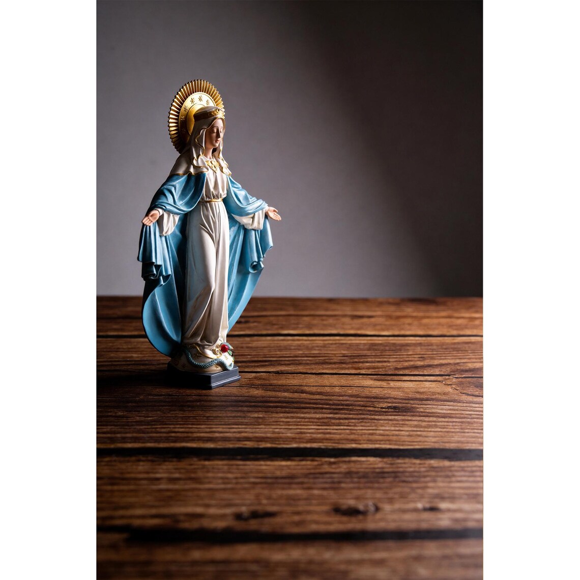 Antique Our Lady of Grace Statue, Mother Mary Statue for Home, Small Mary Statue