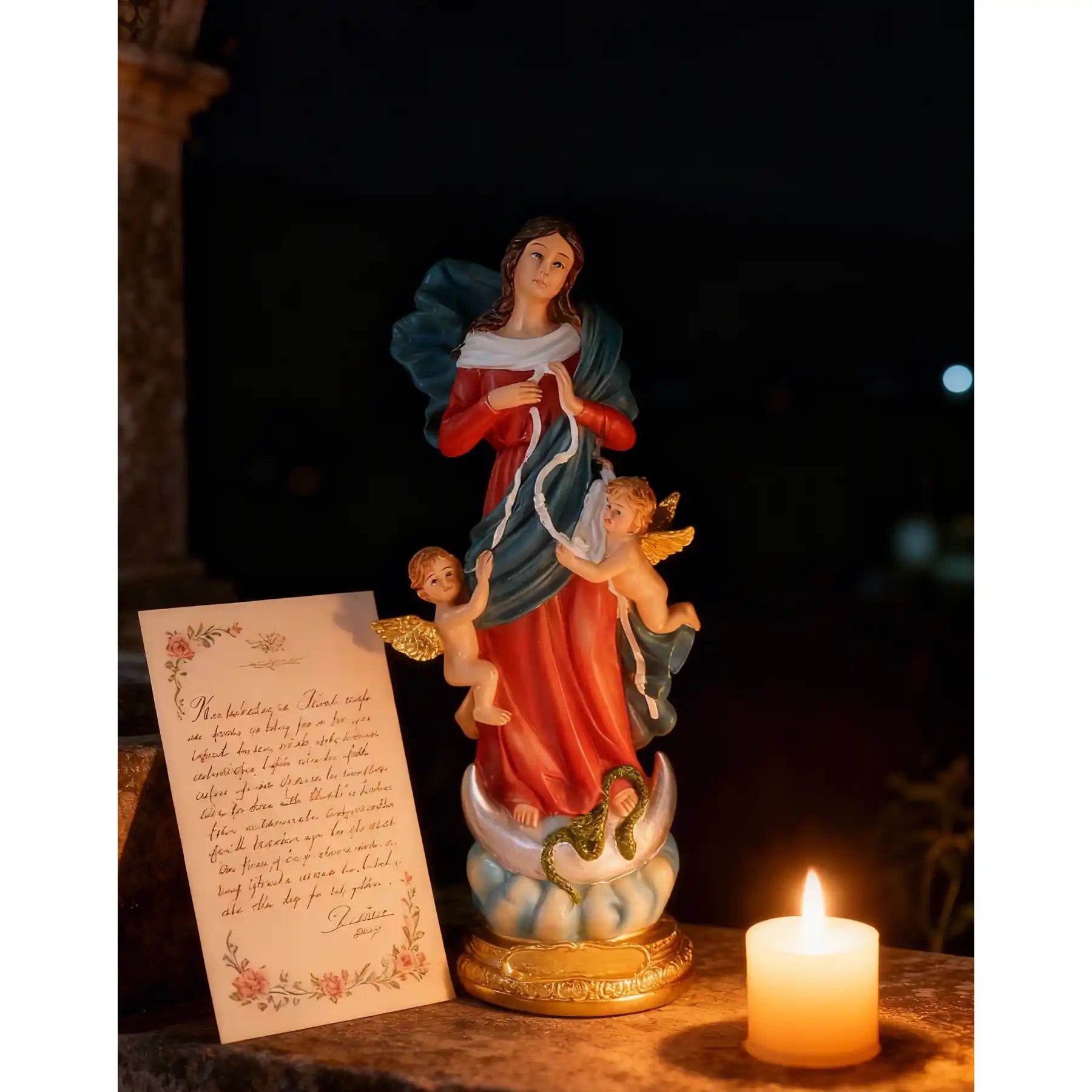 Our Lady Untier of Knots Statue 8.5", Mary Undoer of Knots Figurine (display 11)