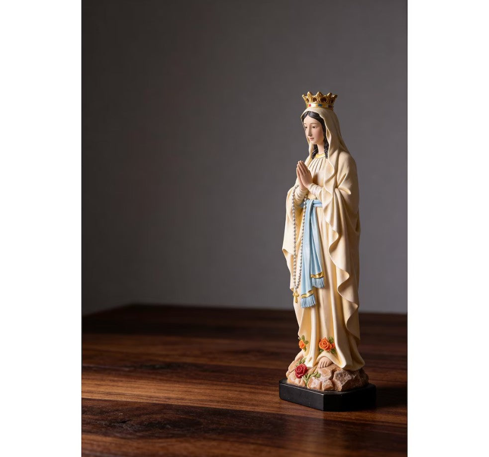 Our Lady of Lourdes Statue 10.2", Crowned Blessed Mother Figurine, Catholic Healing Gift, Virgin Mary Altar Decor, Religious Gift for Mom
