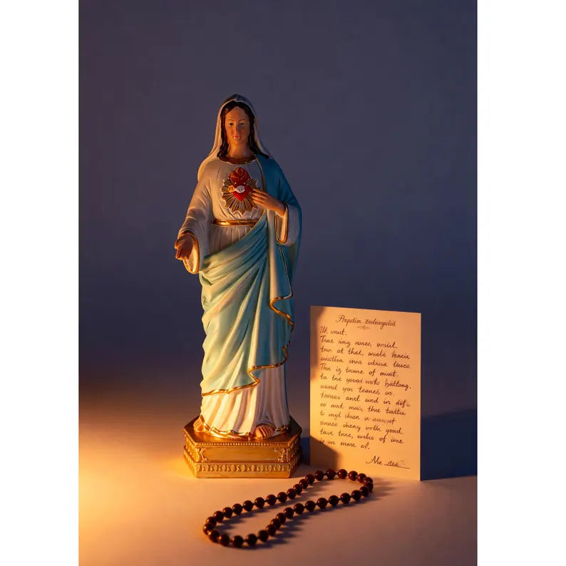 15-immaculate heart of mary statue dark atmosphere