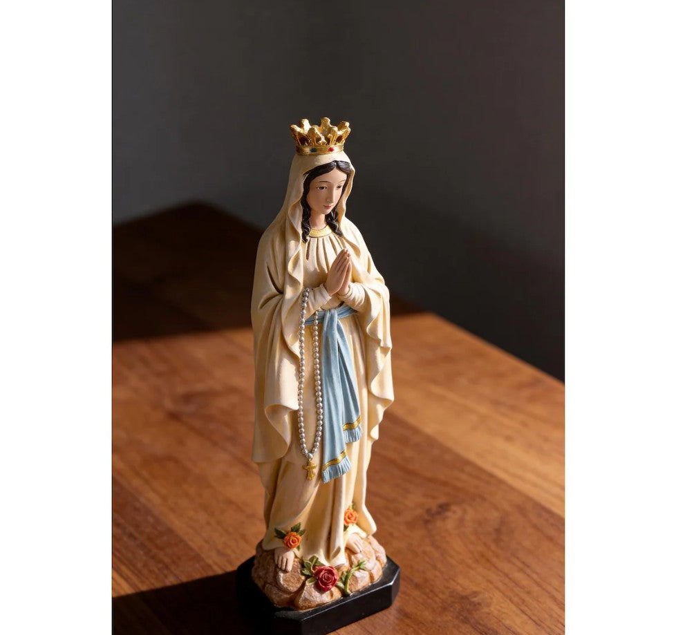 Our Lady of Lourdes Statue 10.2", Crowned Blessed Mother Figurine, Catholic Healing Gift, Virgin Mary Altar Decor, Religious Gift for Mom