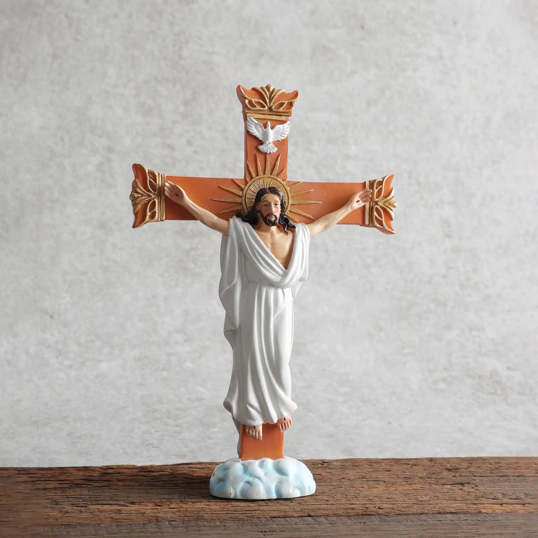Risen Christ Wall Crucifix 8", Resurrection Cross with Holy Spirit Dove (display 7)