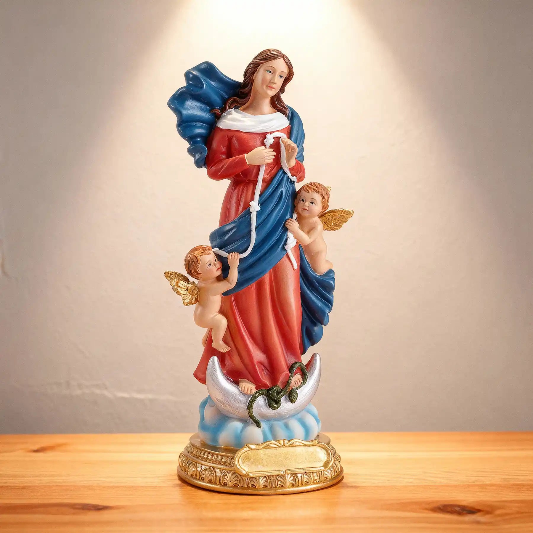 Our Lady Untier of Knots Statue 11.5", Mary Undoer of Knots Figurine, large size statue under holy light (display 3)