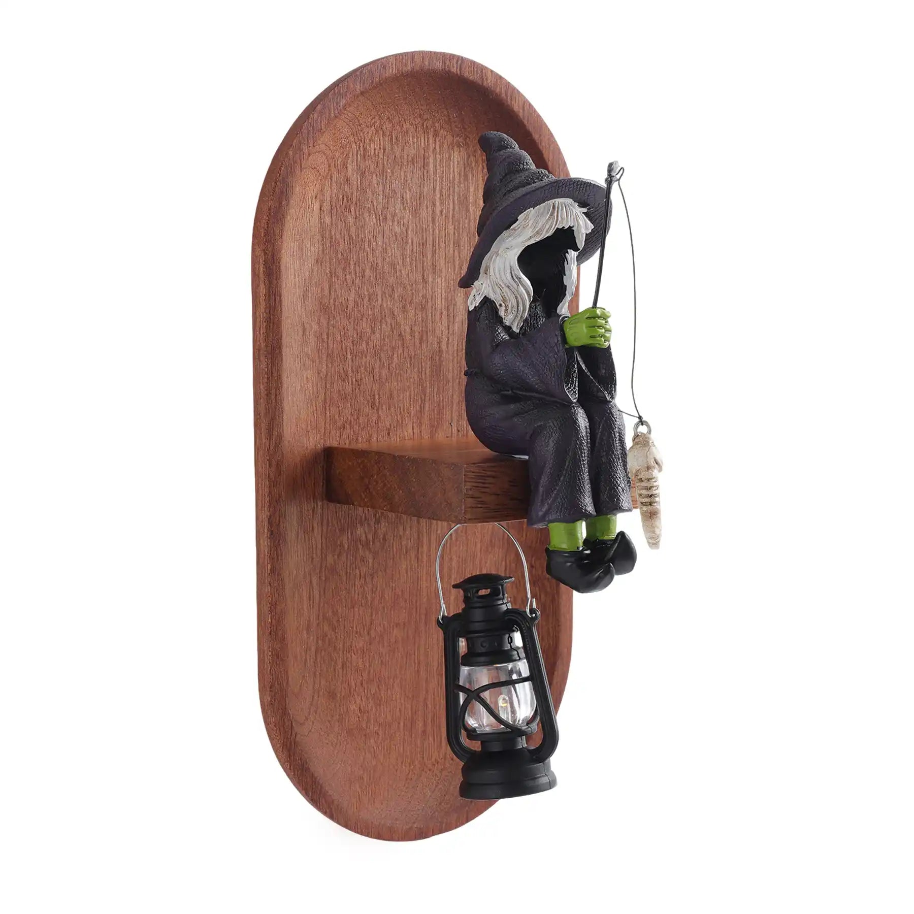 Fishing Witch 3d Wall Sculptures with Wooden Base & Lamp (display 6)