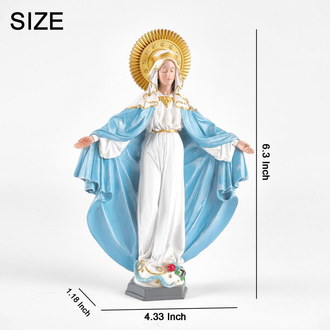 Antique Our Lady of Grace Statue, Mother Mary Statue for Home, Small Mary Statue