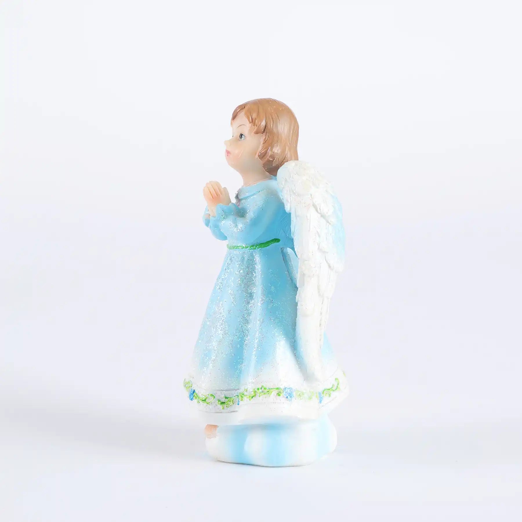 2-Pack Angel Statue Set 5.43" - Blue  Glitter Cherub Figurine Praying with Book-Holding Designs (display 5)