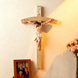 Realistic Wall Crucifix 13", Jesus Christ on Cross with INRI, large size statue (display 2)