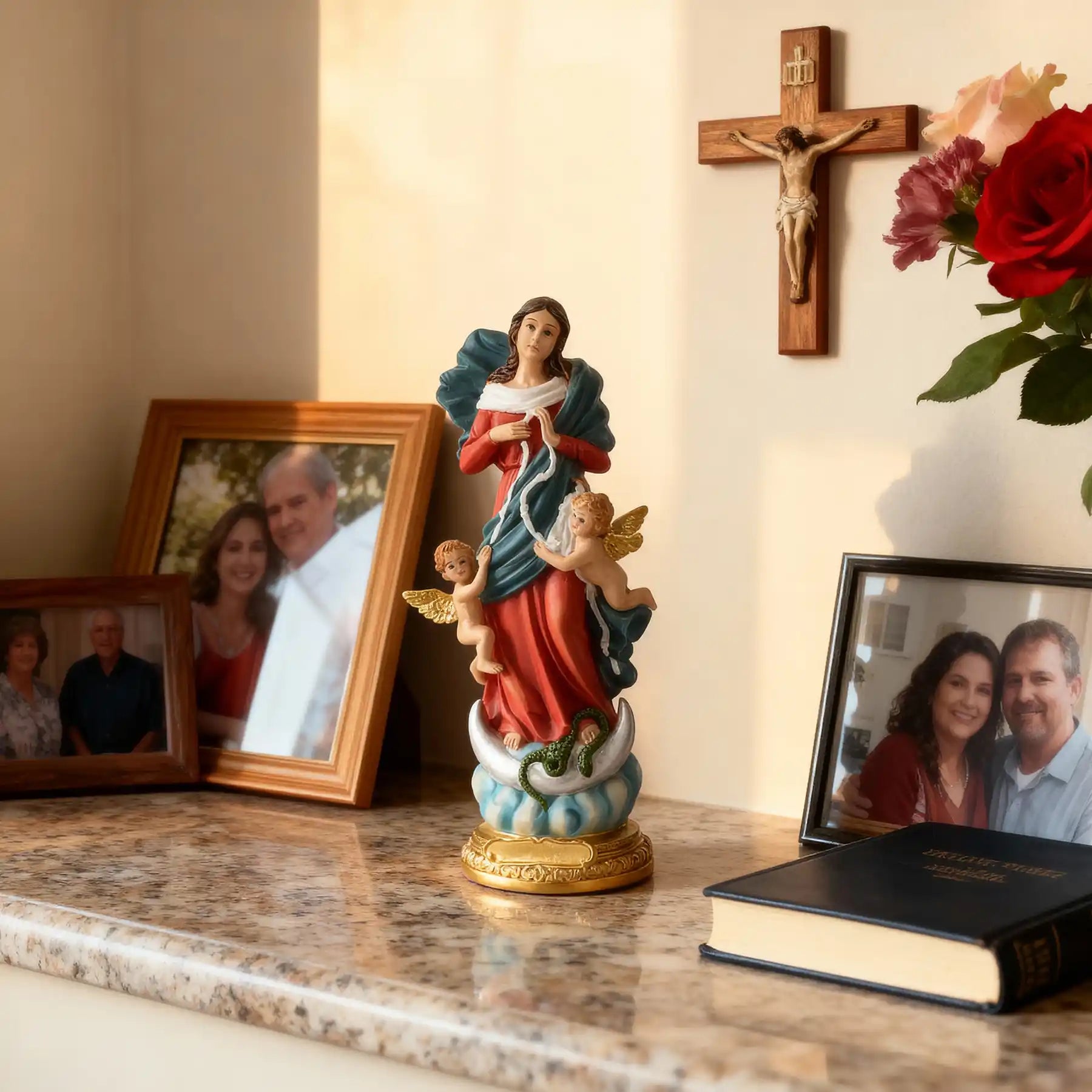 Our Lady Untier of Knots Statue 8.5", Mary Undoer of Knots Figurine (display 9)