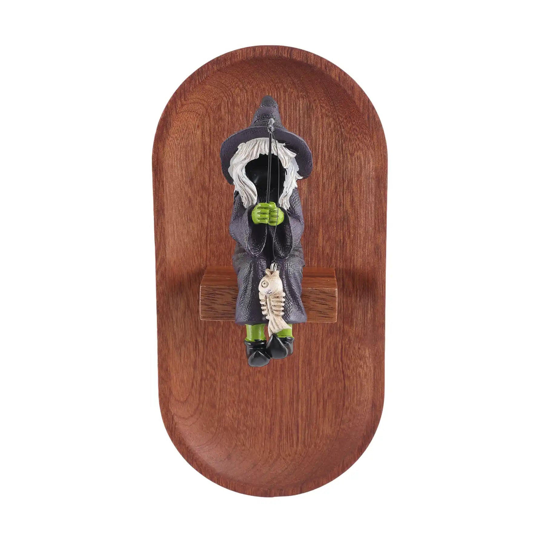 Fishing Witch 3d Wall Sculptures with Wooden Base & Lamp (display 7)