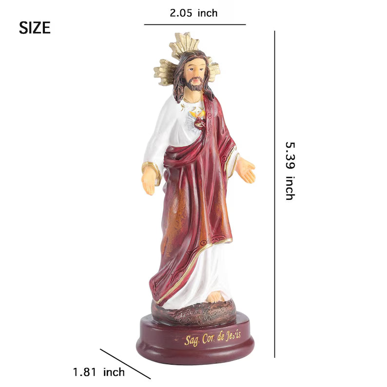 3-sacred heart of jesus statue size label 5.39 inch