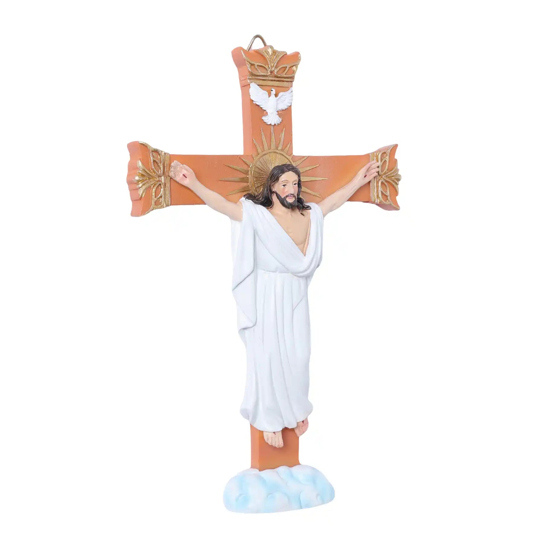 Risen Christ Wall Crucifix 8", Resurrection Cross with Holy Spirit Dove (display 8)