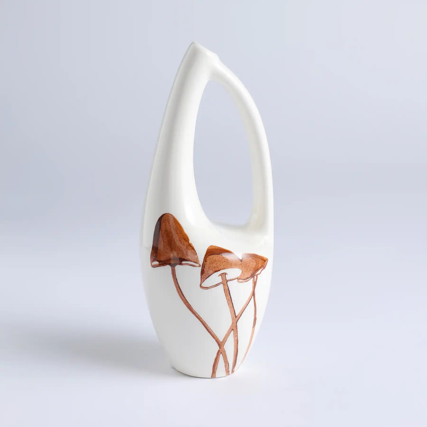 Unique White Ceramic Vases with Hand-Printed Mushroom (display 13)