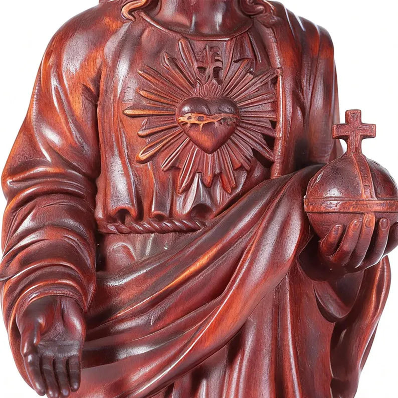 4-boxwood sacred heart jesus statue-boxwood texture close view