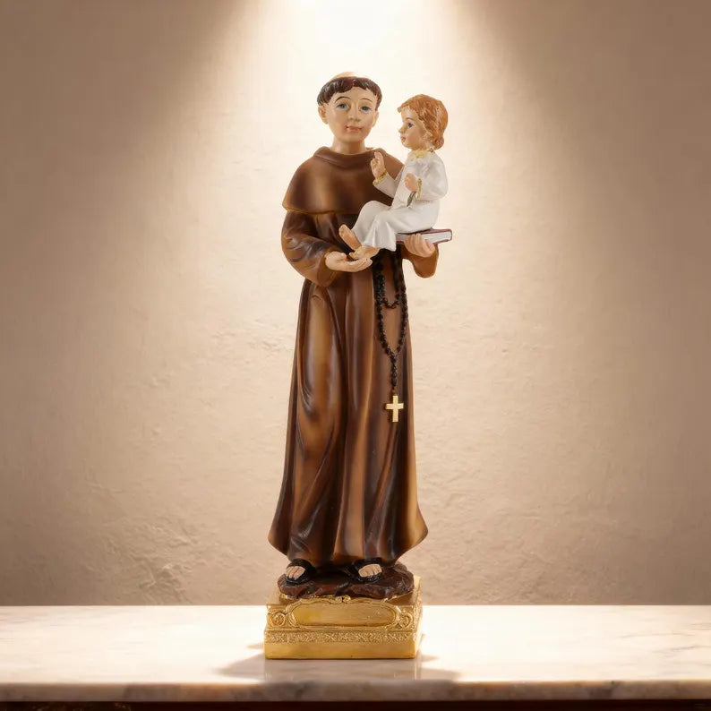 4-saint anthony statue with child jesus under holy light