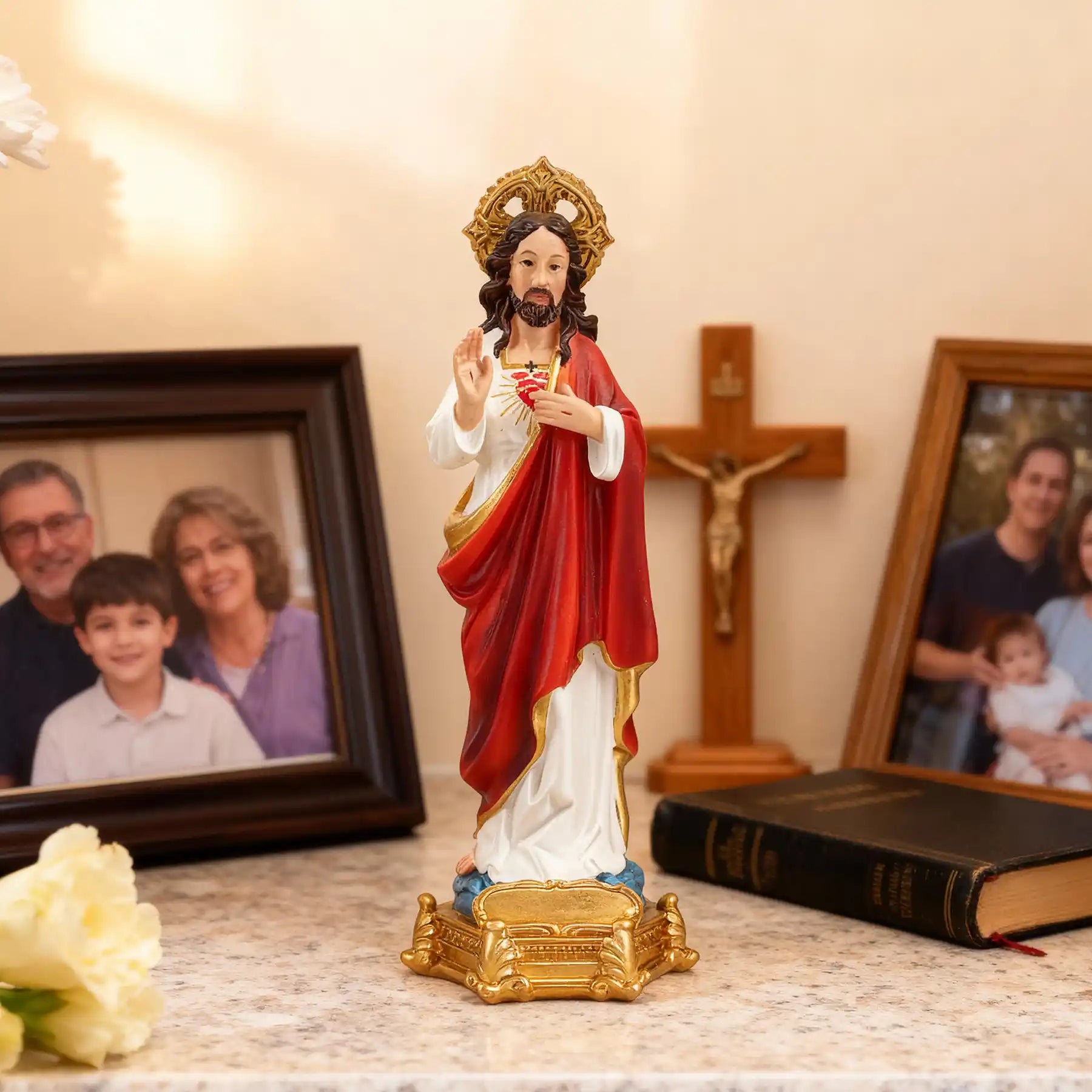 Sacred Heart of Jesus Statue 12" as catholic altar decoration, Sagrado Corazon Figurin (display 5)