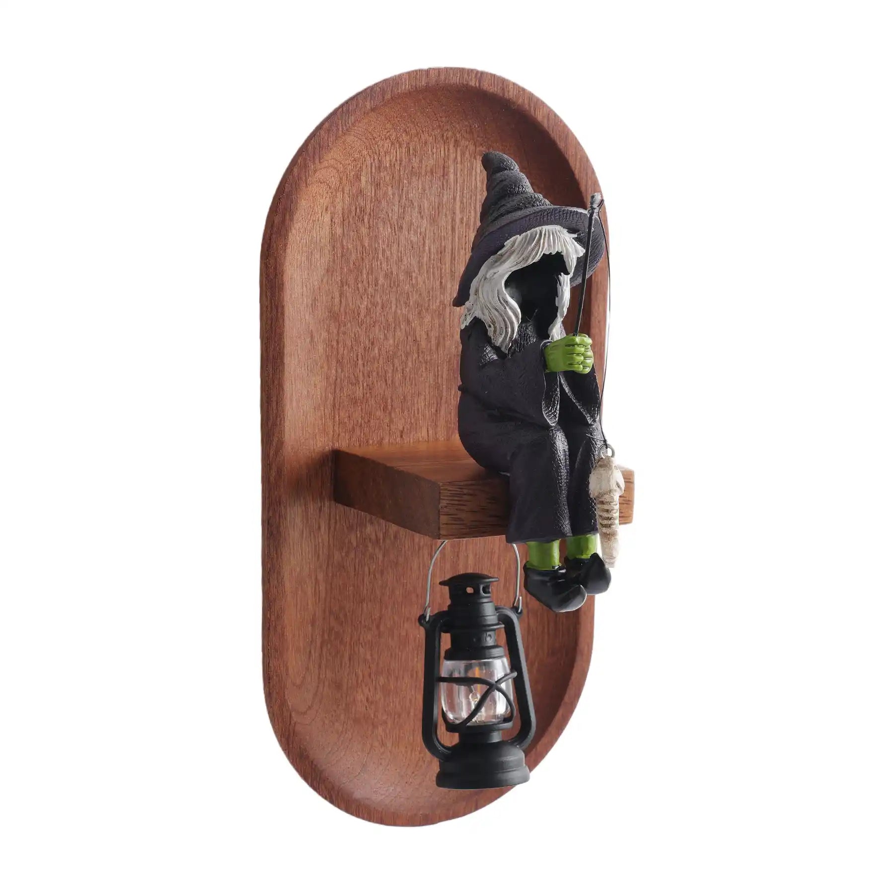 Fishing Witch 3d Wall Sculptures with Wooden Base & Lamp (display 8)