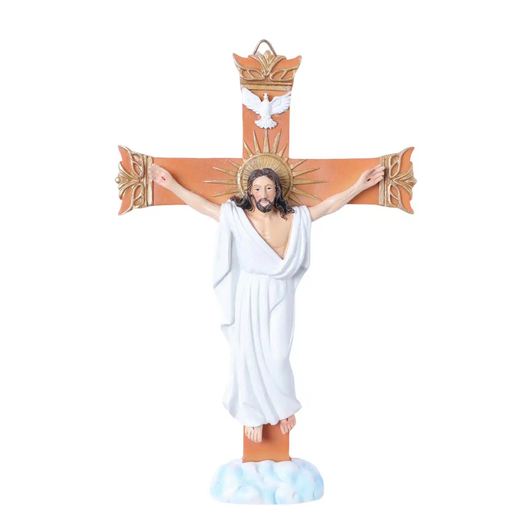 Risen Christ Wall Crucifix 8", Resurrection Cross with Holy Spirit Dove (display 9)
