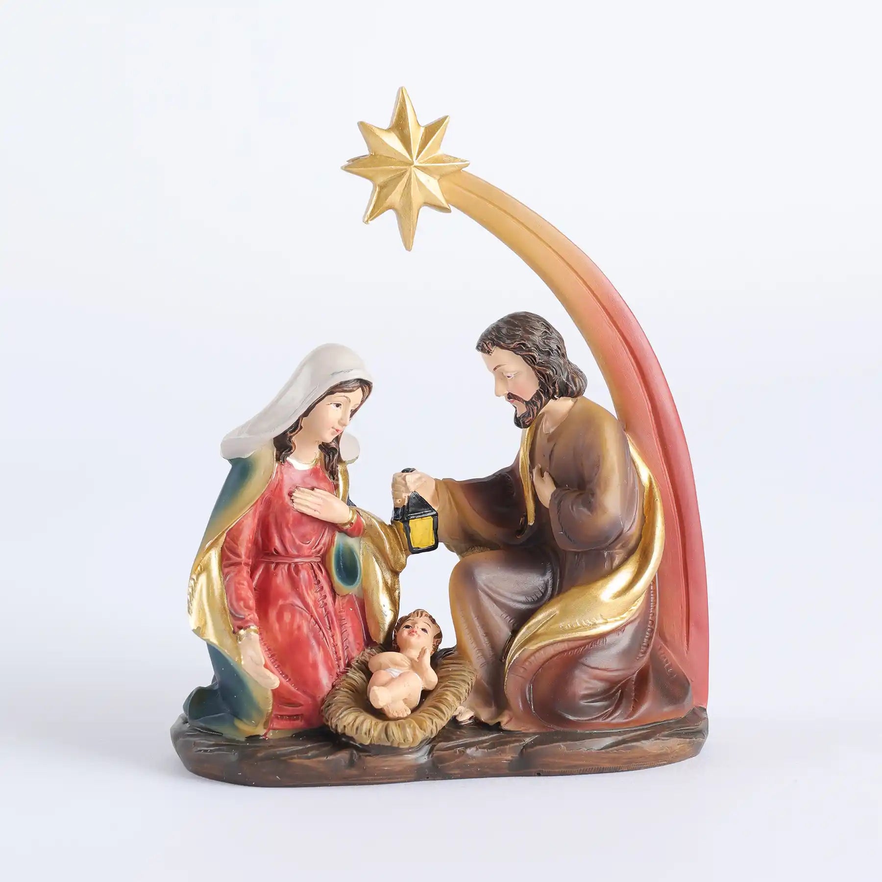 Christmas Nativity Scene Statue 5.9", Handmade Resin Holy Family Manger Set (display 9)