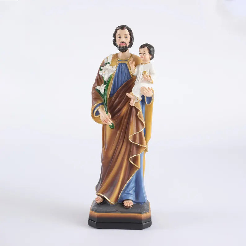 7-saint joseph statue with baby jesus plain background