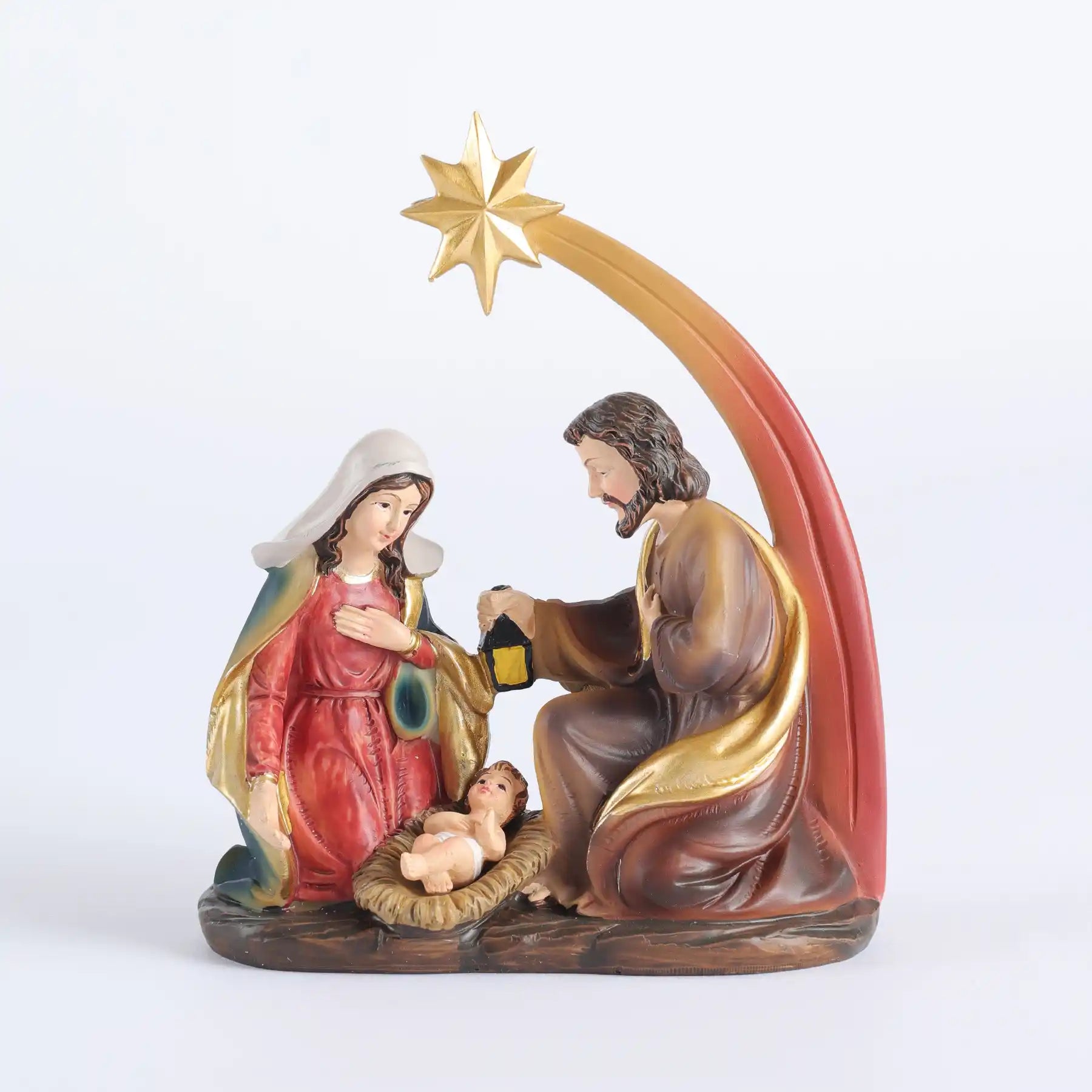 Christmas Nativity Scene Statue 5.9", Handmade Resin Holy Family Manger Set (display 10)