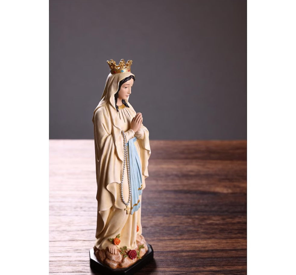 Our Lady of Lourdes Statue 10.2", Crowned Blessed Mother Figurine, Catholic Healing Gift, Virgin Mary Altar Decor, Religious Gift for Mom