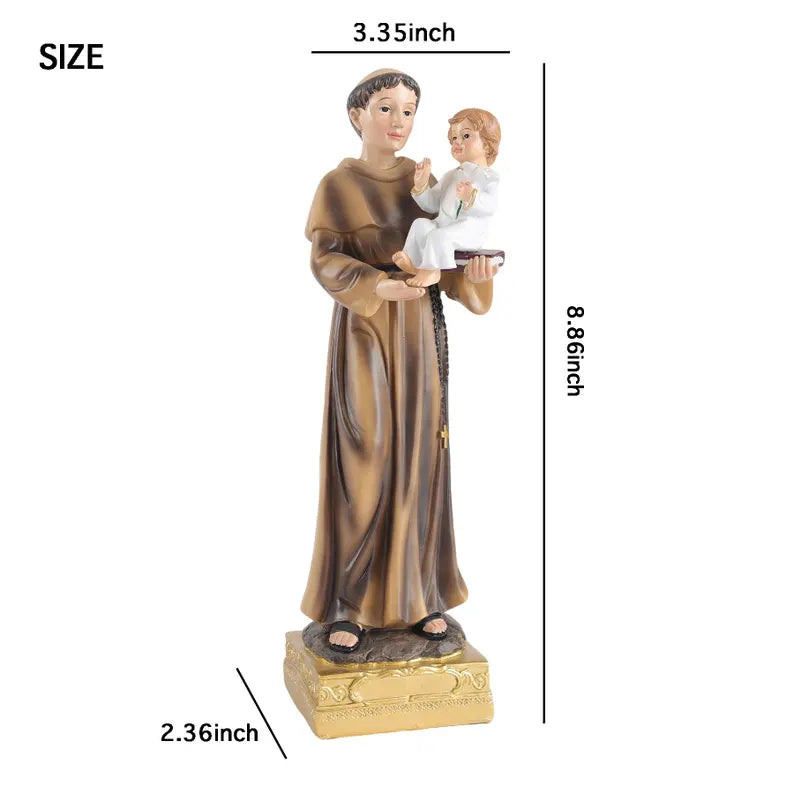 8-saint anthony statue with child jesus size label 8.8 inch