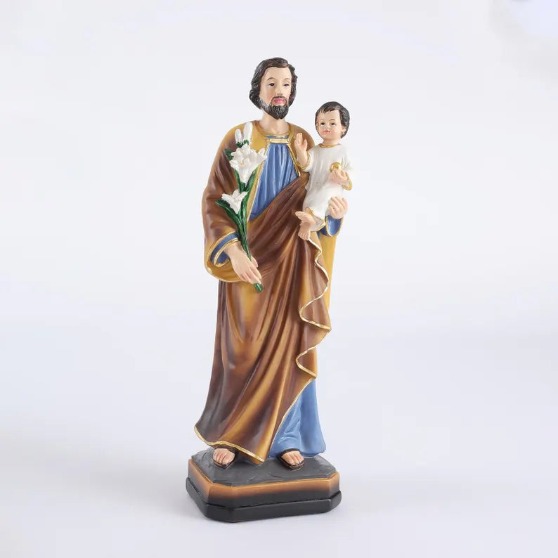 8-saint joseph statue with baby jesus plain background