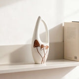 Unique White Ceramic Vases with Hand-Printed Mushroom (display 3)