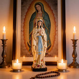 Our Lady of Lourdes Statue 10.2", Crowned Blessed Mother Figurine, Catholic Healing Gift, Virgin Mary Altar Decor, Religious Gift for Mom