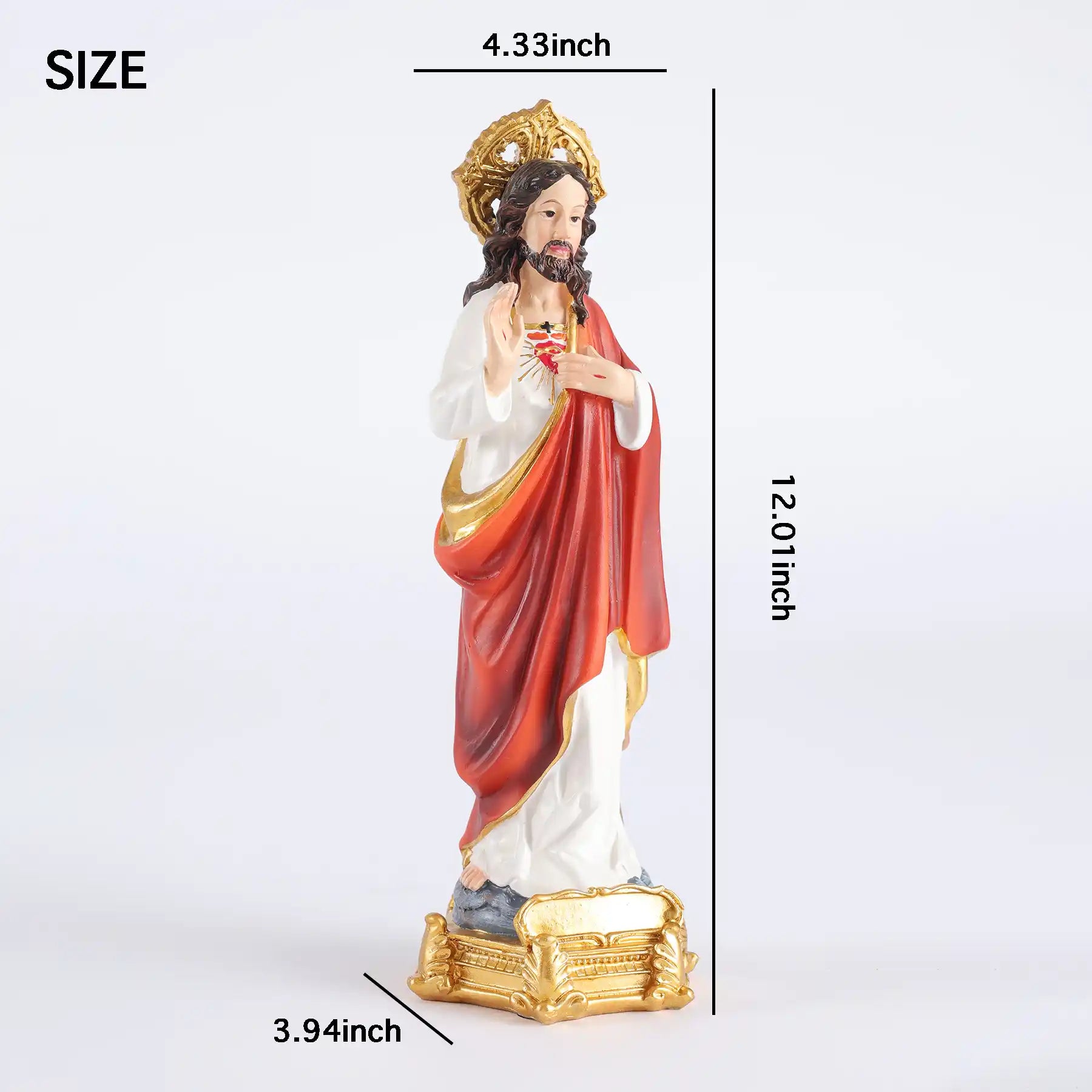 Sacred Heart of Jesus Statue 12" with size indicated, Sagrado Corazon Figurin (display 2)