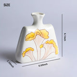 Unique White Ceramic Vases with Hand-Printed Yellow Flowers, vase size dimensioning (display 2)